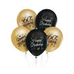 Picture of 60TH BIRTHDAY GOLD & BLACK LATEX BALLOONS 5 PACK 12 INCH
